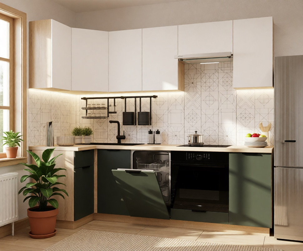 арт. 29 Фаска Шарли белый - Олива шагрень 1000х2450