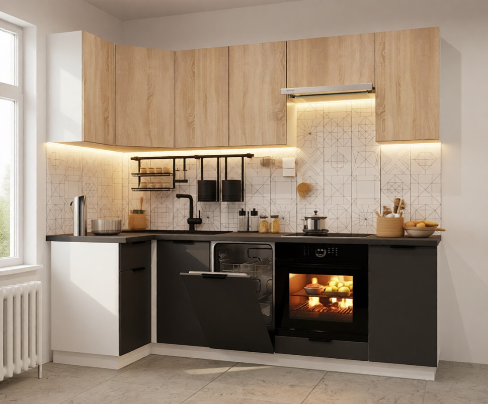 арт. 30 Фаска Графит шагрень - Дуб сонома 1000х2450