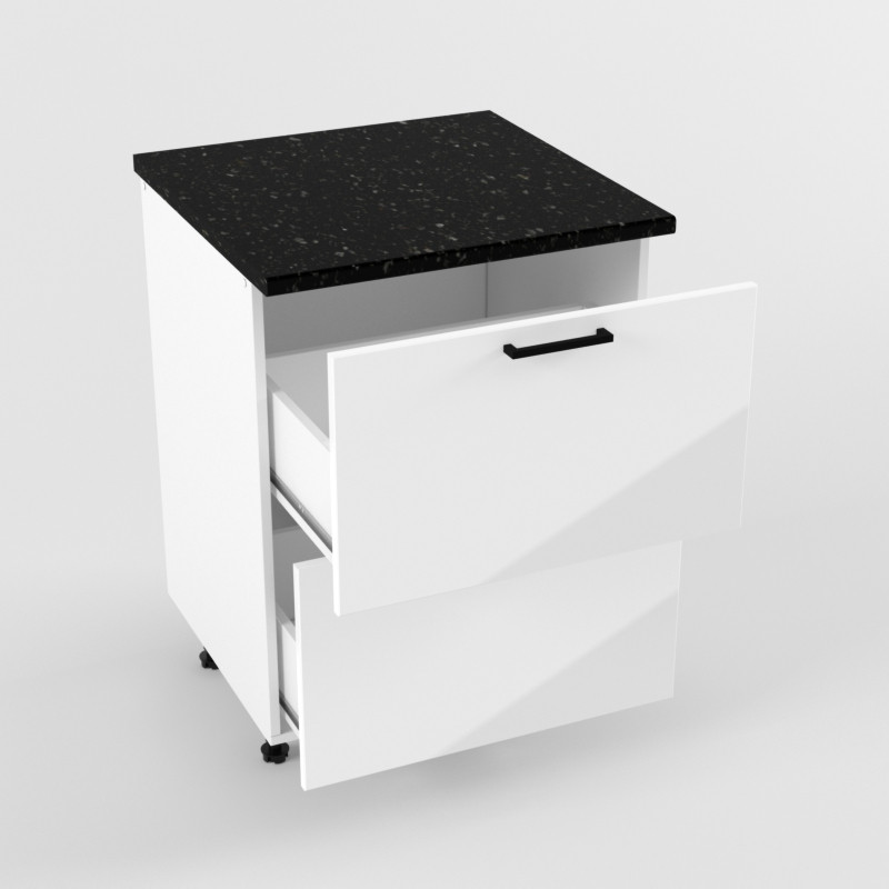 Шкаф нижний 600 2 ящика Белый глянец