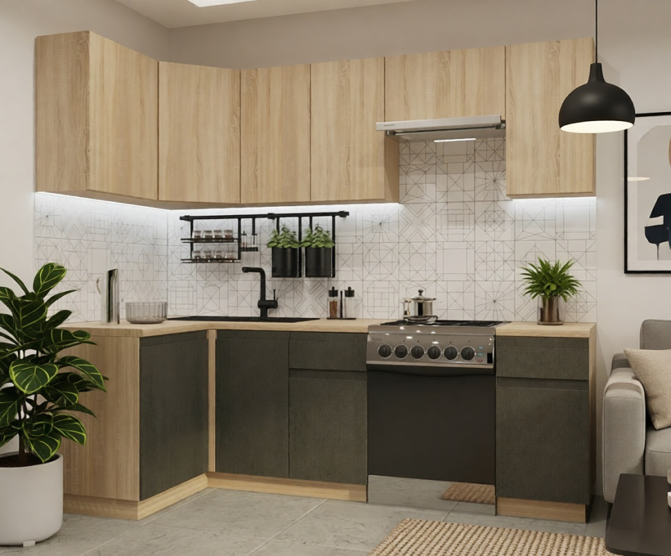 арт. 32 Лайн Дуб сонома Бетон темный - 1200х2400