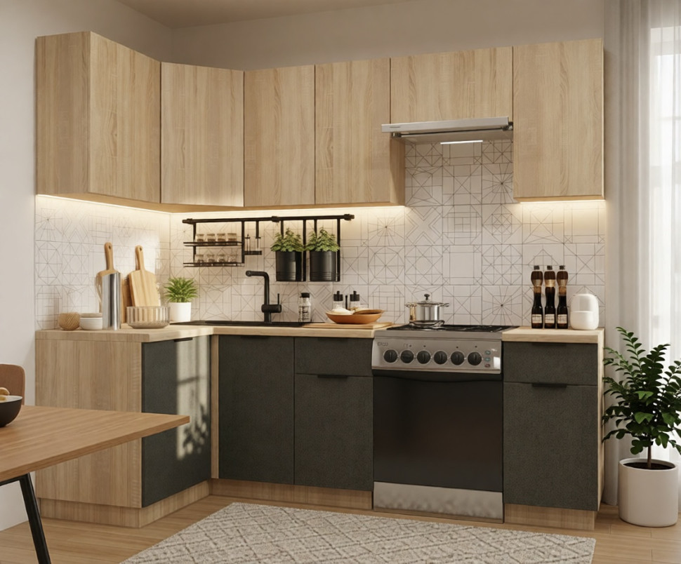 арт. 12 Фаска Дуб сонома - Бетон темный 1200х2400